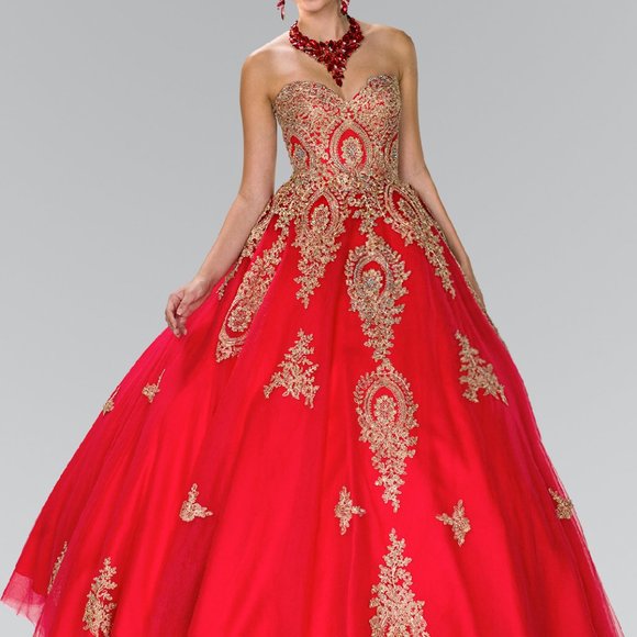 NEW RED Sweetheart Neck Ballgown Evening Dress GSGL2379